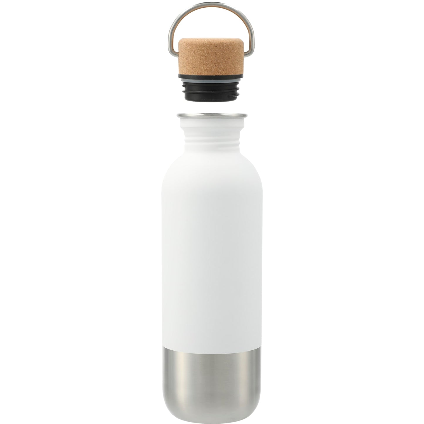 Front View of White Lagom Single wall Stainless steel Bottle 27oz plain