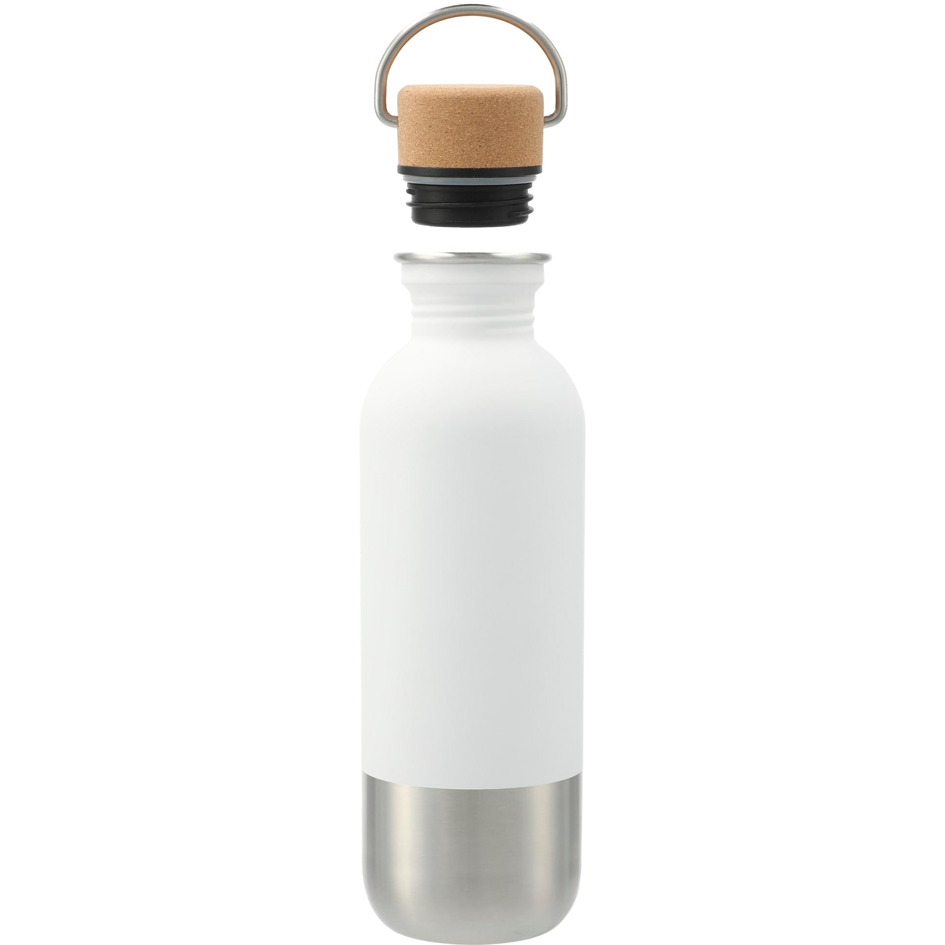 Front View of White Lagom Single wall Stainless steel Bottle 27oz plain