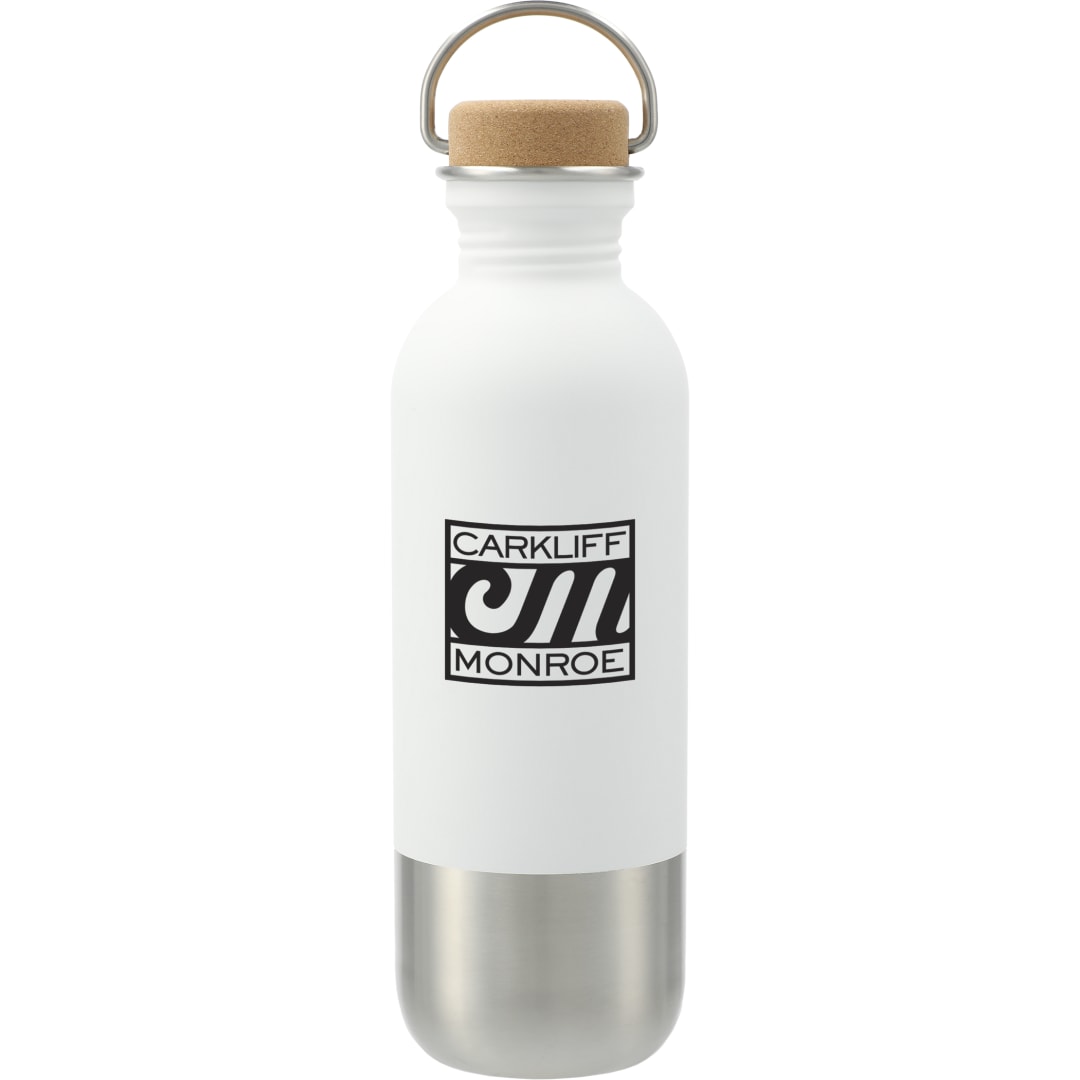 Front View of White Lagom Single wall Stainless steel Bottle 27oz