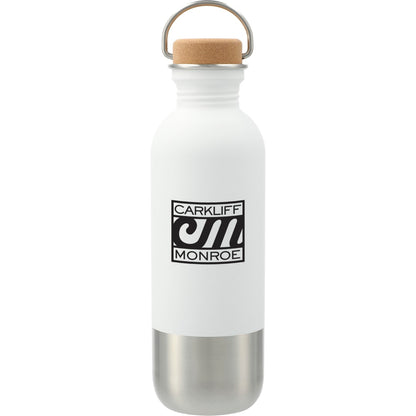 Front View of White Lagom Single wall Stainless steel Bottle 27oz