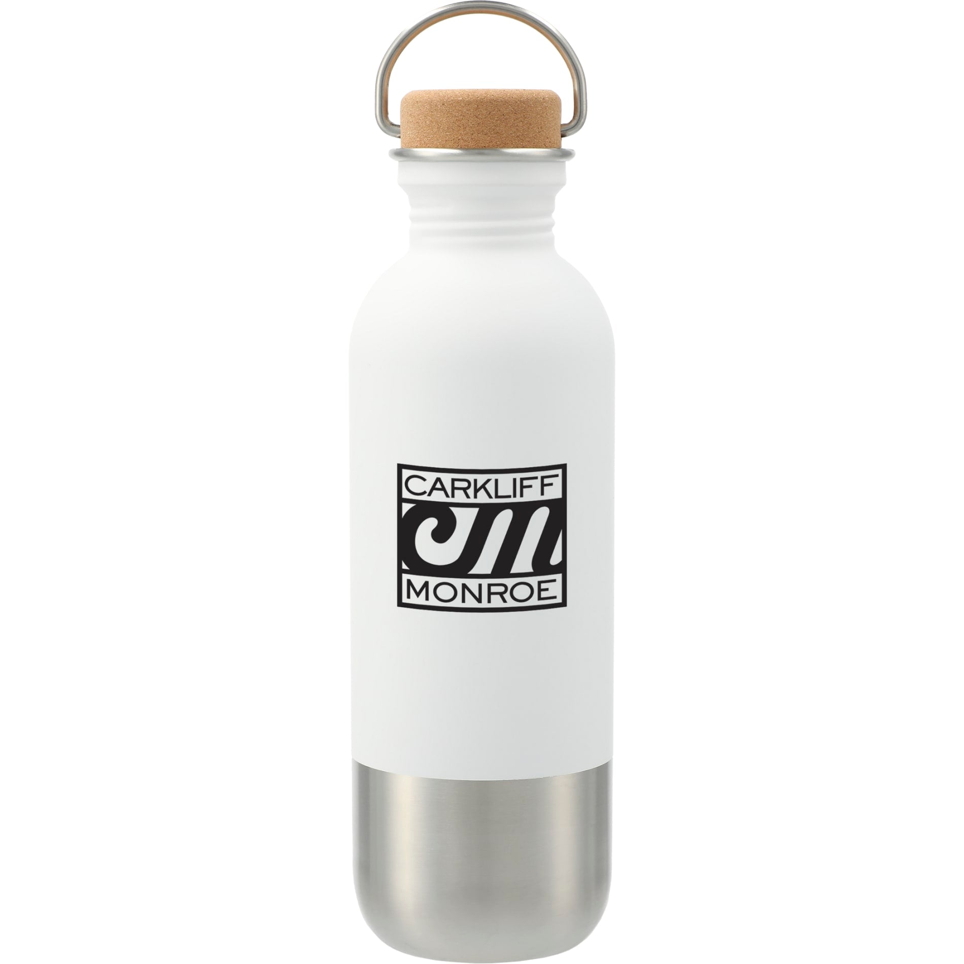 Front View of White Lagom Single wall Stainless steel Bottle 27oz
