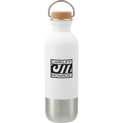 Front View of White Lagom Single wall Stainless steel Bottle 27oz