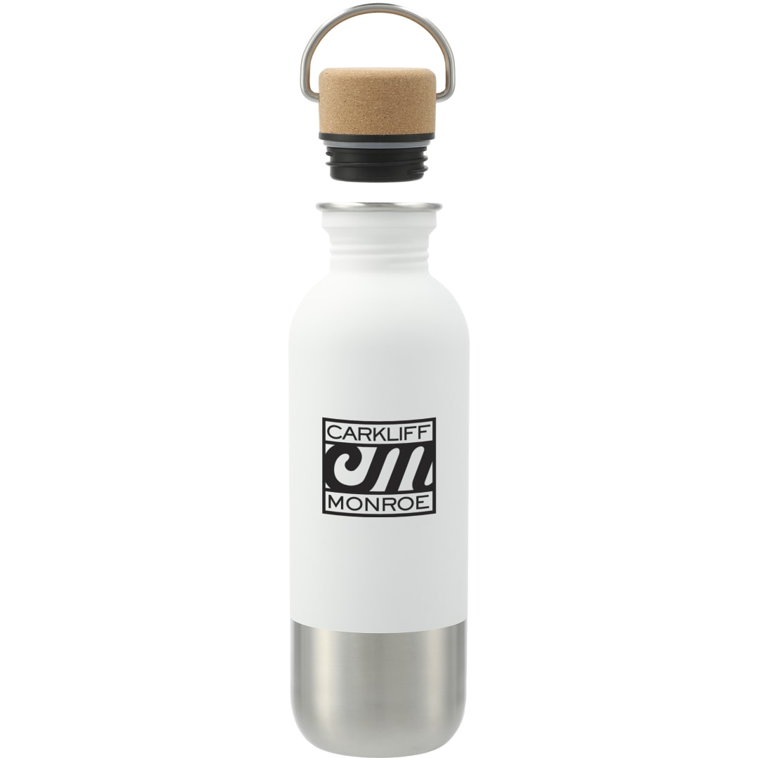 Front View of White Lagom Single wall Stainless steel Bottle 27oz