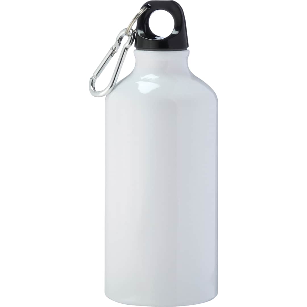 Front View of White Li'l Shorty 17oz Aluminum Sports Bottle plain