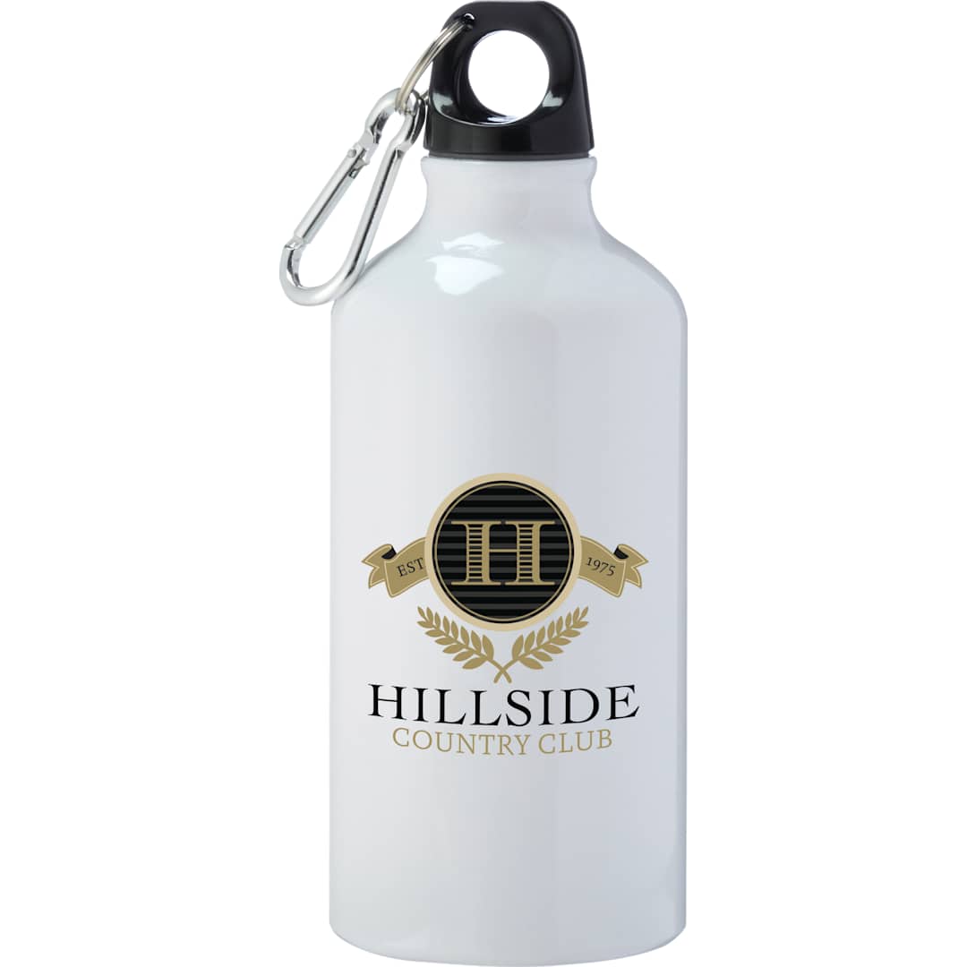 Front View of White Li'l Shorty 17oz Aluminum Sports Bottle
