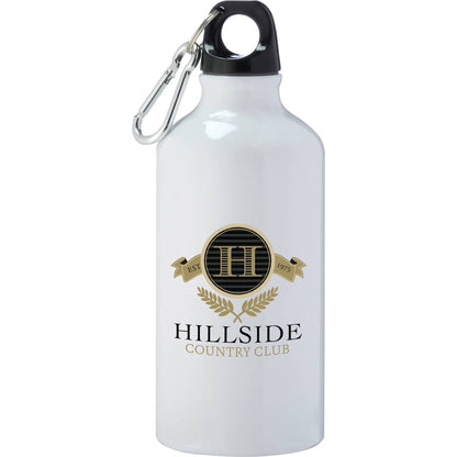 Front View of White Li'l Shorty 17oz Aluminum Sports Bottle