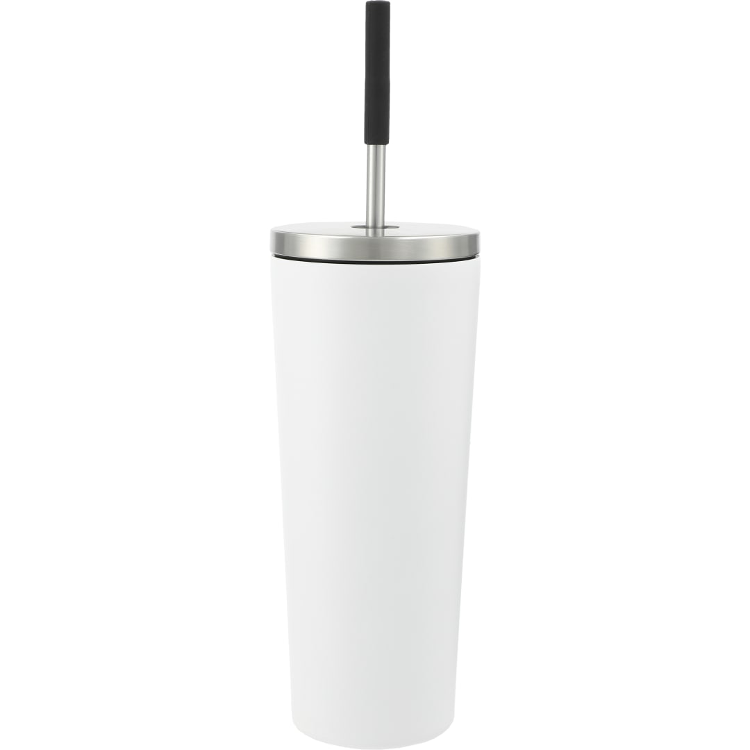 Front View of White Maia 2-in-1 Copper Vacuum Tumbler Kit 24oz plain