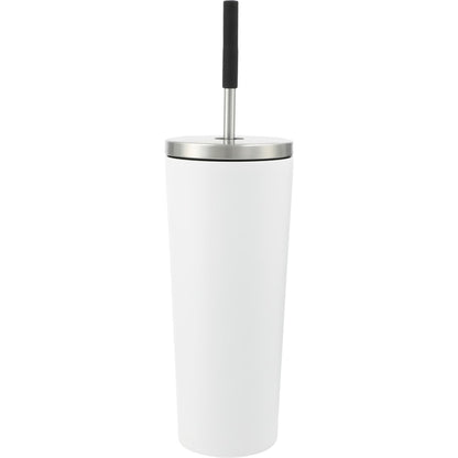 Front View of White Maia 2-in-1 Copper Vacuum Tumbler Kit 24oz plain