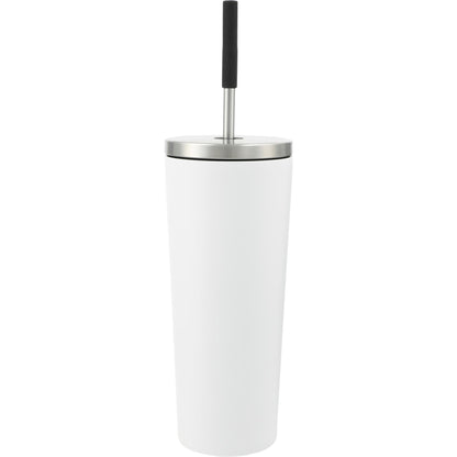 Front View of White Maia 2-in-1 Copper Vacuum Tumbler Kit 24oz plain