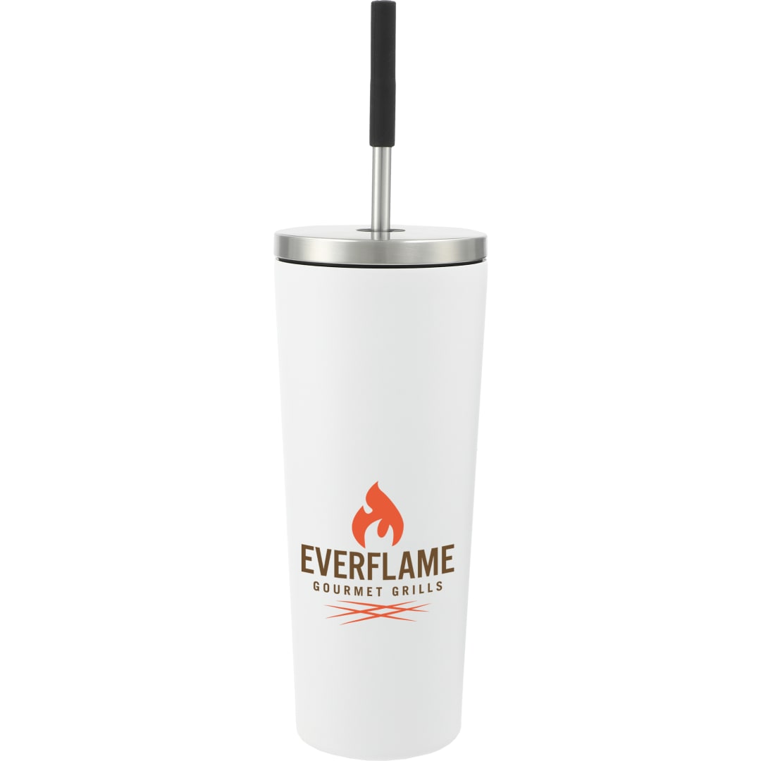 Front View of White Maia 2-in-1 Copper Vacuum Tumbler Kit 24oz