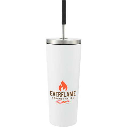 Front View of White Maia 2-in-1 Copper Vacuum Tumbler Kit 24oz