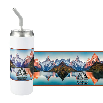 Front View of White Marka Copper Vac Tumbler w/ SS straw 20oz