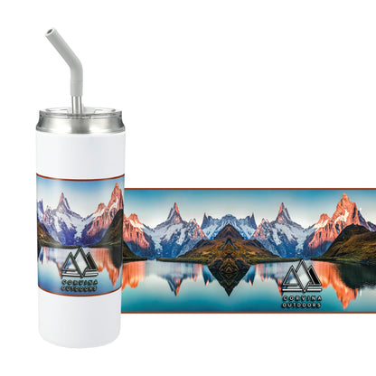 Front View of White Marka Copper Vac Tumbler w/ SS straw 20oz