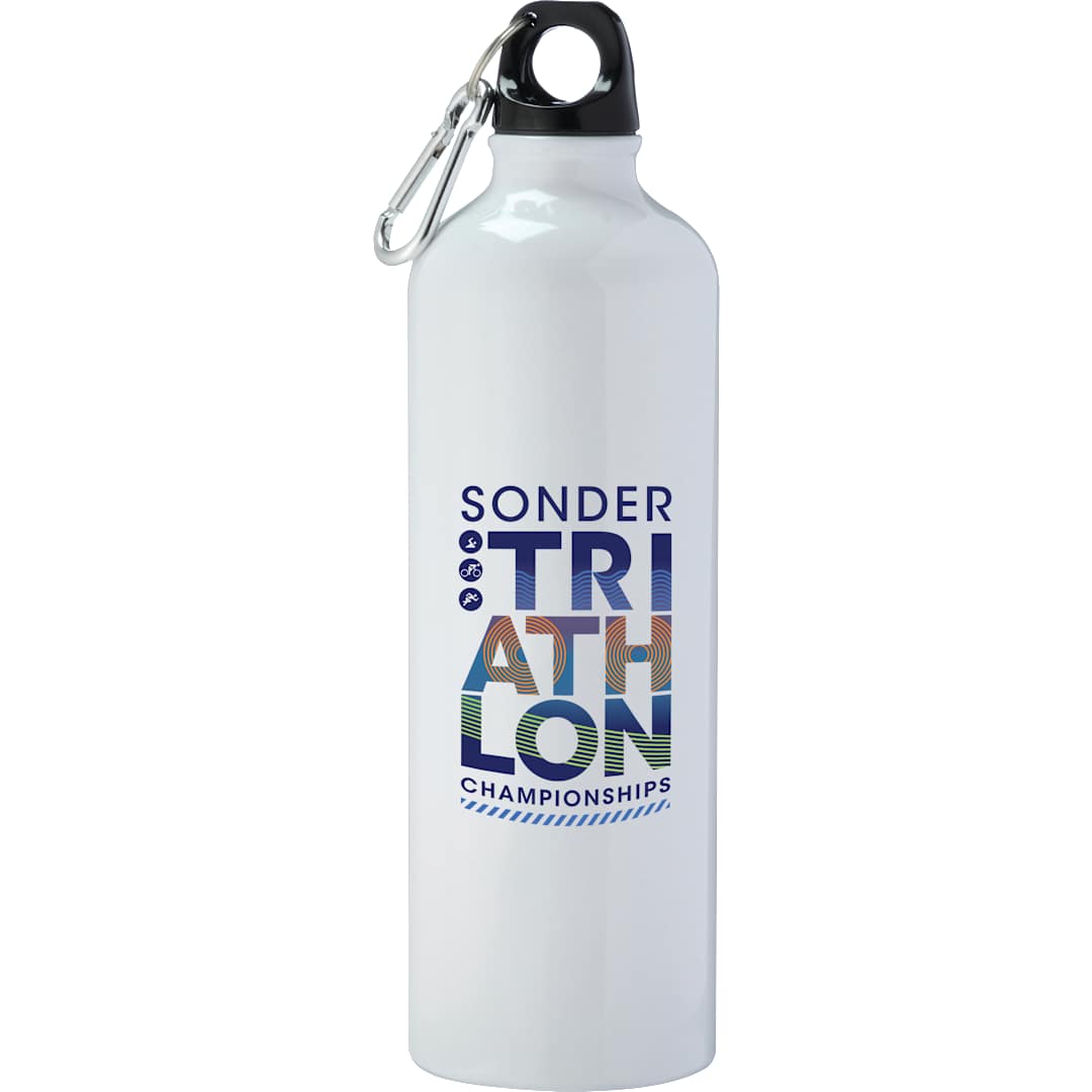 Front View of White Pacific 26oz Aluminum Sports Bottle