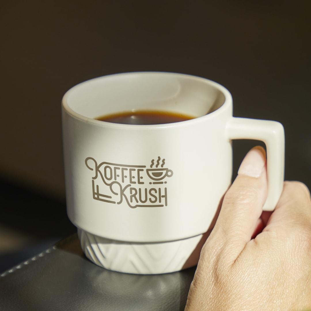 Front View of White Paco 12oz Ceramic Mug