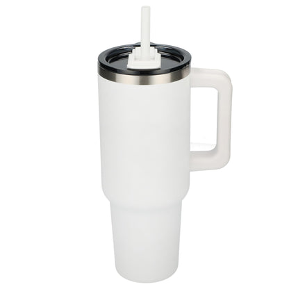 Front View of White Pinnacle Recycled Travel Tumbler with Straw 40oz plain
