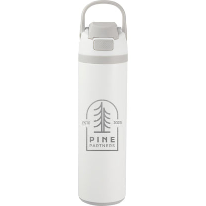 Front View of White Reef 24oz Vacuum Recycled Stainless-steel Bottle