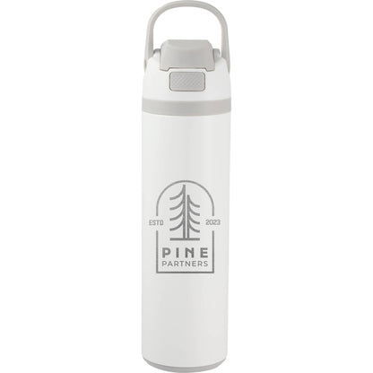 Front View of White Reef 24oz Vacuum Recycled Stainless-steel Bottle