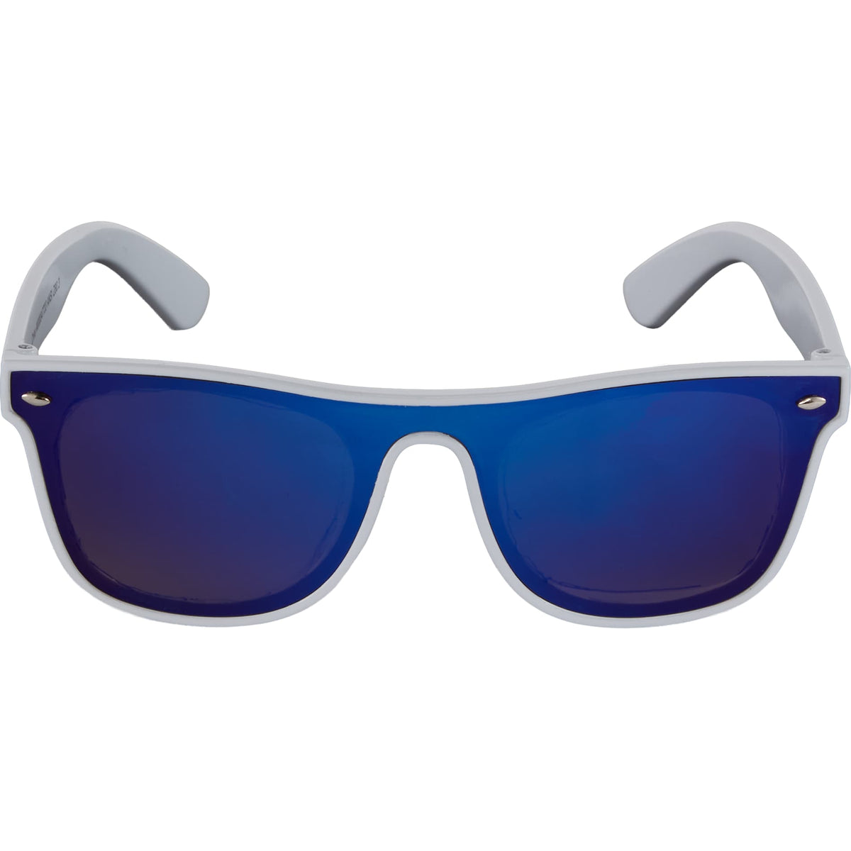Front View of White Samson Recycled Single-Lens Sunglasses plain