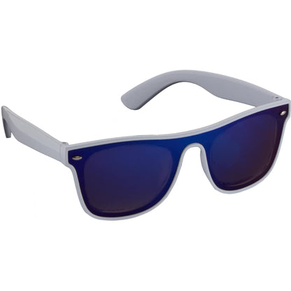 Front View of White Samson Recycled Single-Lens Sunglasses plain