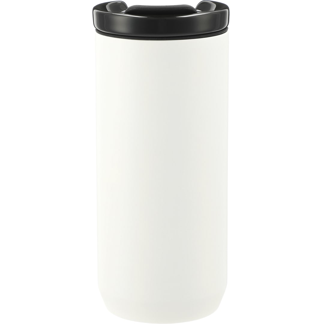 Front View of White Seneca Tumbler 16oz w/ Ceramic Lid & Lining plain