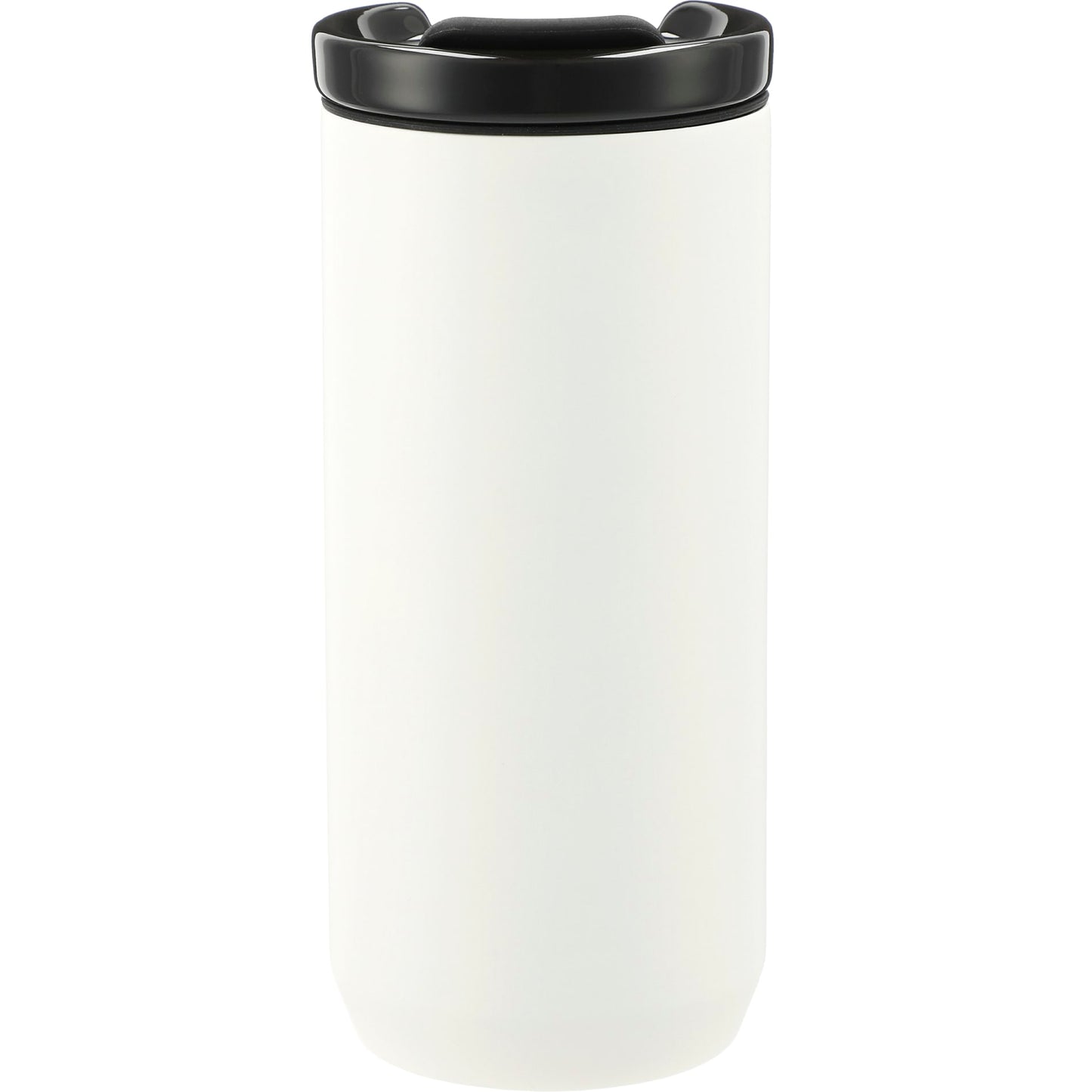 Front View of White Seneca Tumbler 16oz w/ Ceramic Lid & Lining plain