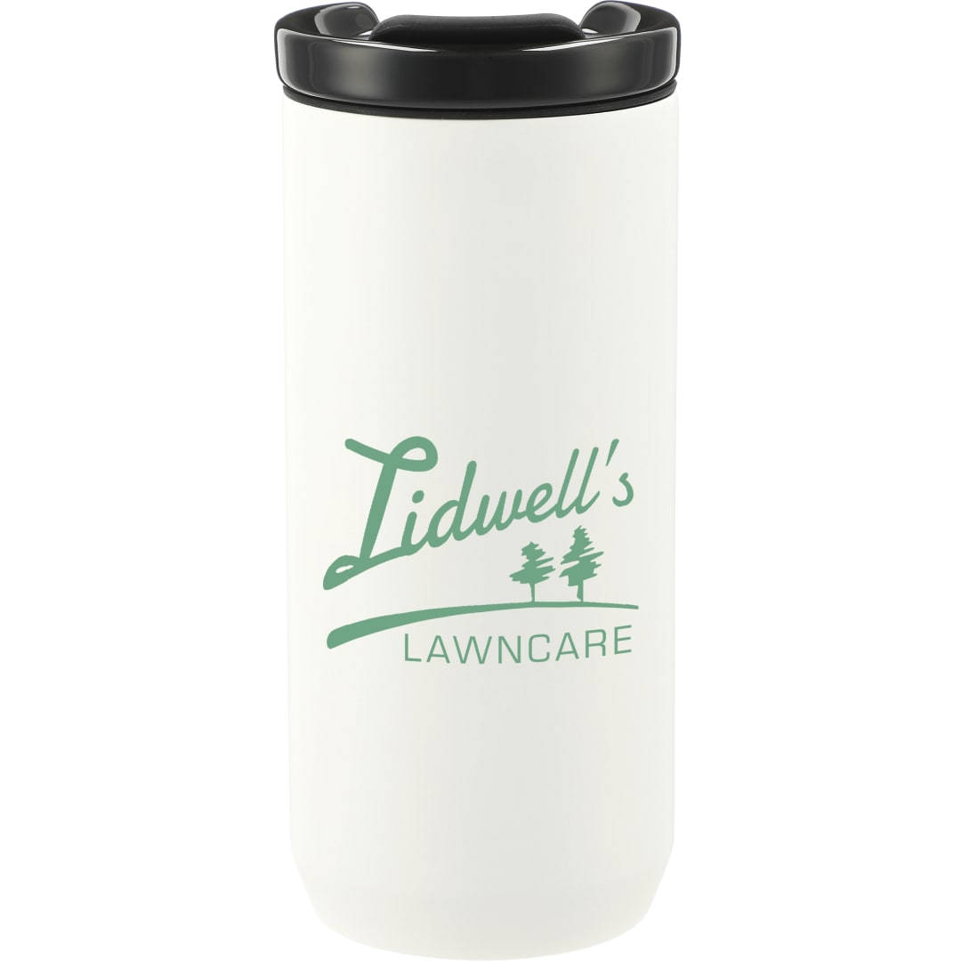 Front View of White Seneca Tumbler 16oz w/ Ceramic Lid & Lining