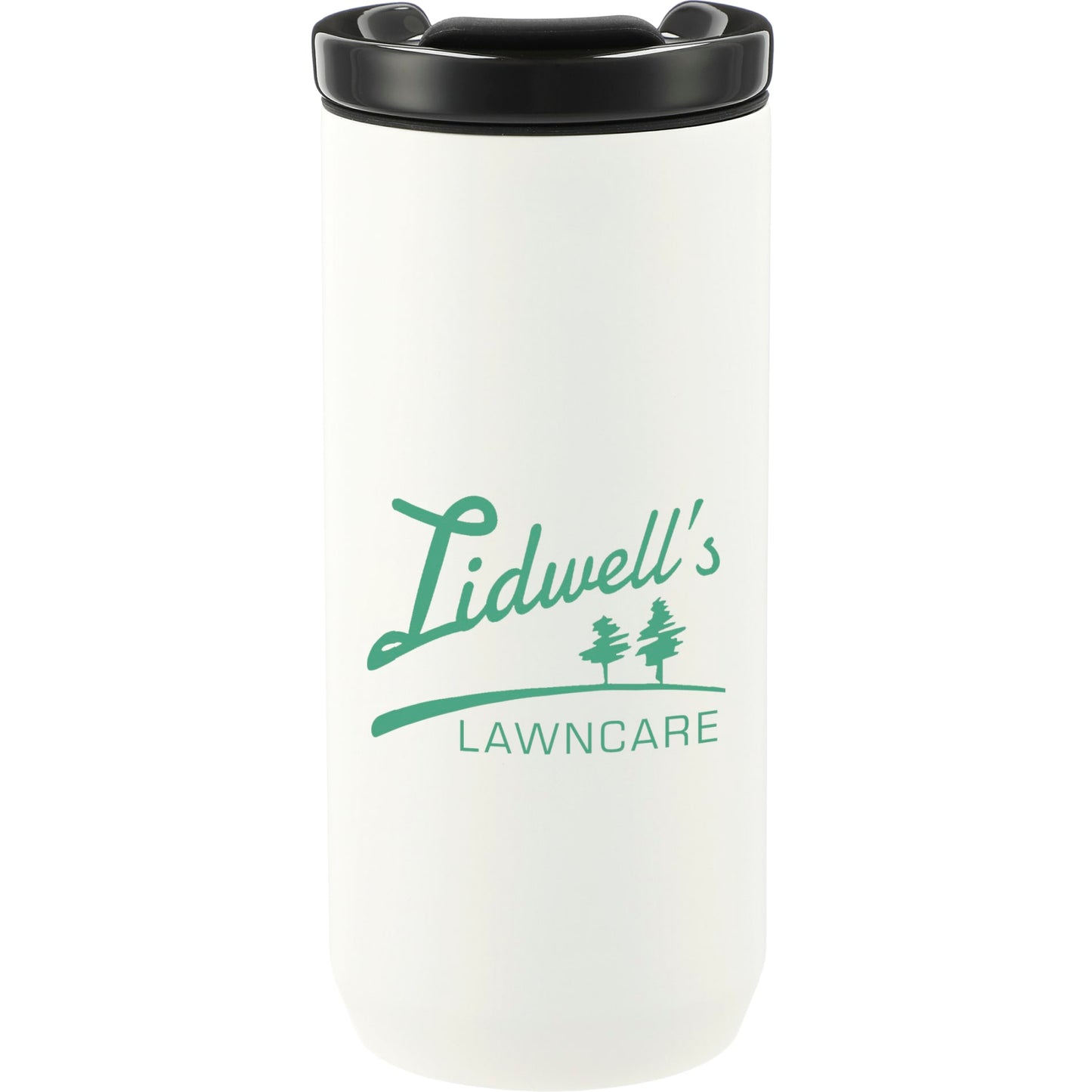 Front View of White Seneca Tumbler 16oz w/ Ceramic Lid & Lining