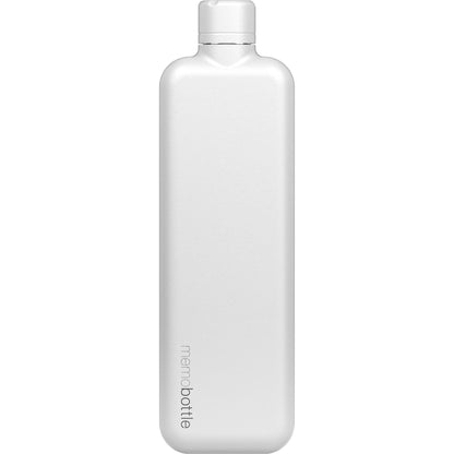Front View of White SLIM Stainless Steel memobottle plain