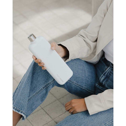 Front View of White SLIM Stainless Steel memobottle plain