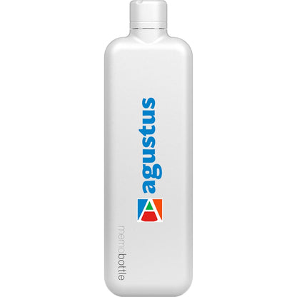 Front View of White SLIM Stainless Steel memobottle