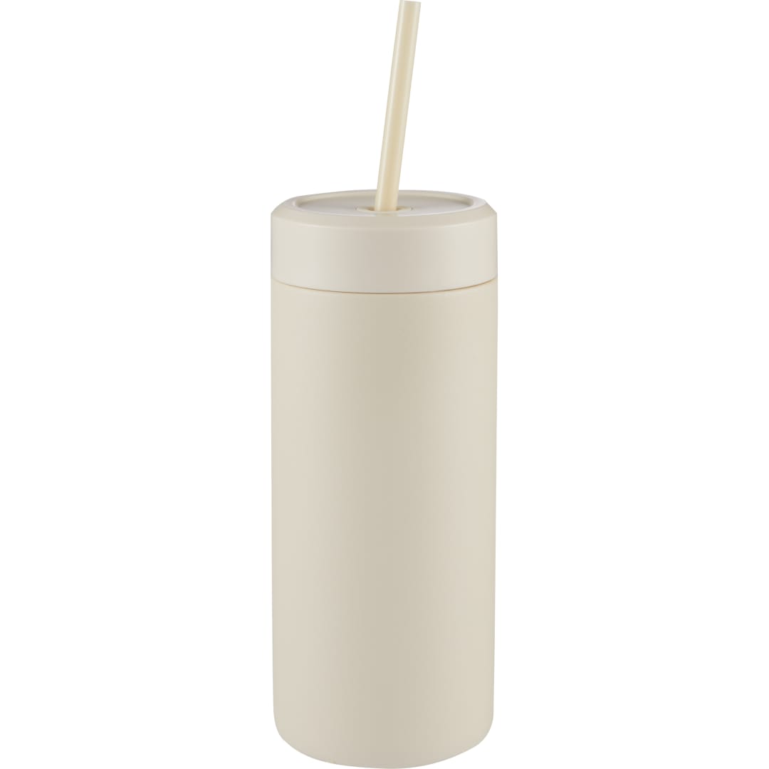 Front View of White Sol Tonal Straw Tumbler 20oz plain