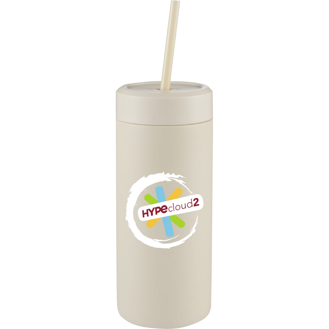 Front View of White Sol Tonal Straw Tumbler 20oz