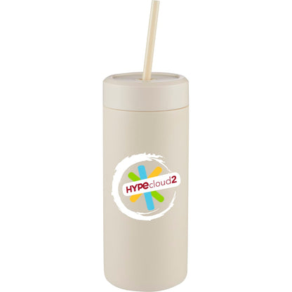 Front View of White Sol Tonal Straw Tumbler 20oz