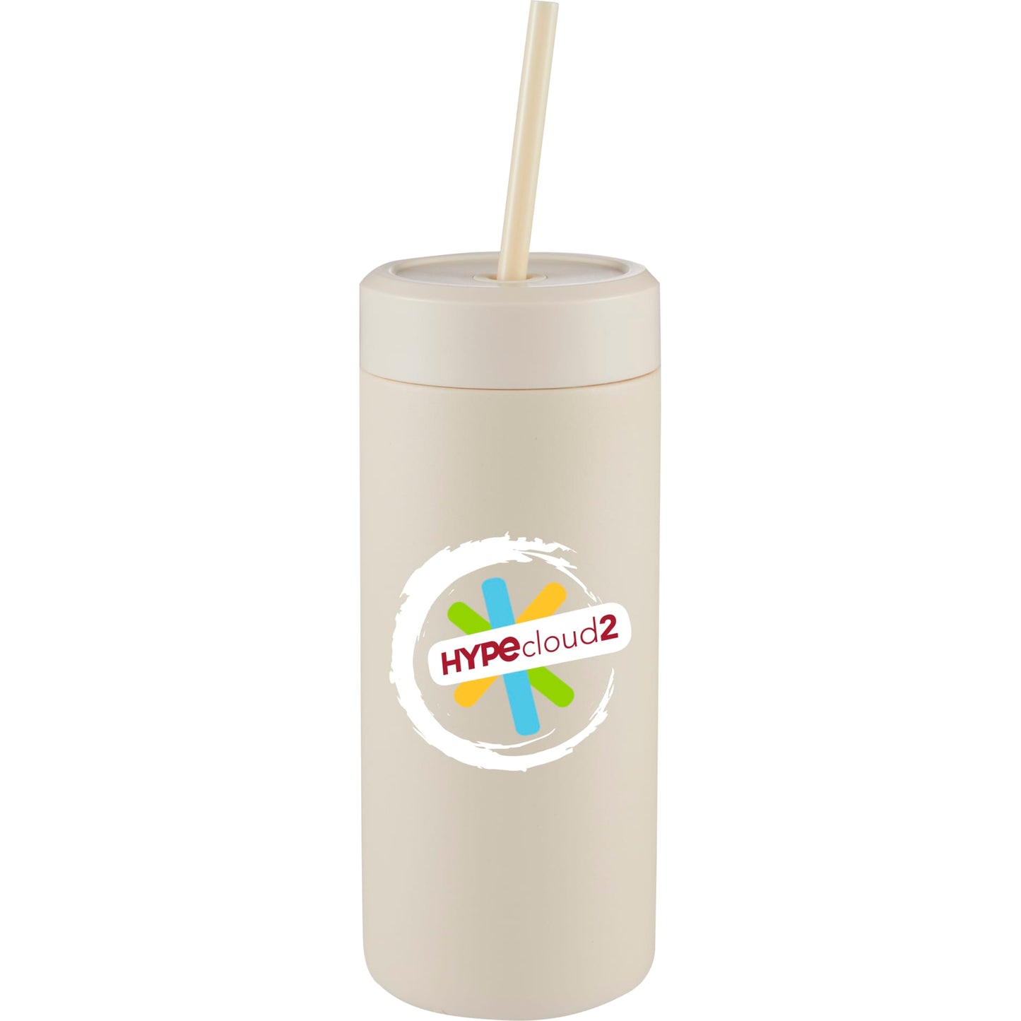 Front View of White Sol Tonal Straw Tumbler 20oz