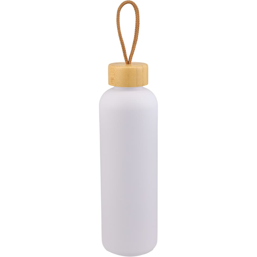 Front View of White Tania Recycled Bottle w/ FSC® Bamboo Lid 26oz plain