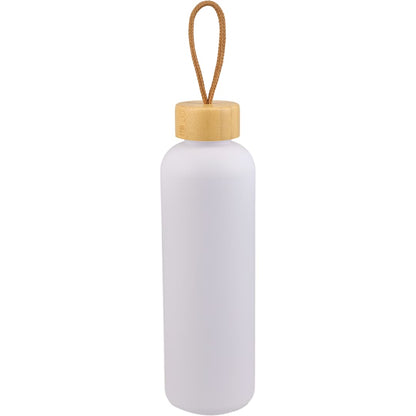 Front View of White Tania Recycled Bottle w/ FSC® Bamboo Lid 26oz plain