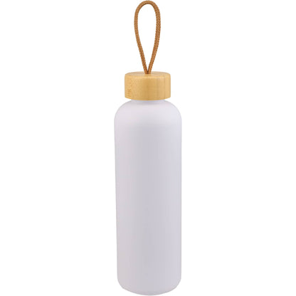 Front View of White Tania Recycled Bottle w/ FSC® Bamboo Lid 26oz plain