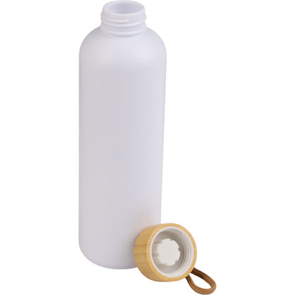 Front View of White Tania Recycled Bottle w/ FSC® Bamboo Lid 26oz plain
