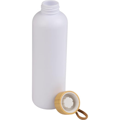 Front View of White Tania Recycled Bottle w/ FSC® Bamboo Lid 26oz plain