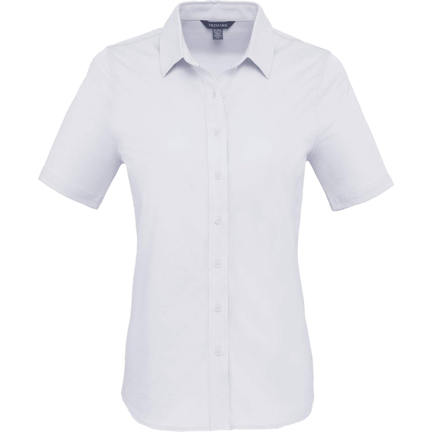 Front View of White TATRA Eco Short Knit Button Up Sleeve Shirt - Women's plain