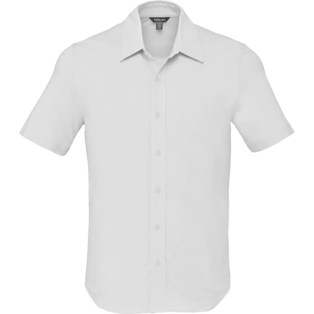Front View of White TATRA Eco Short Sleeve Knit Shirt - Men's plain