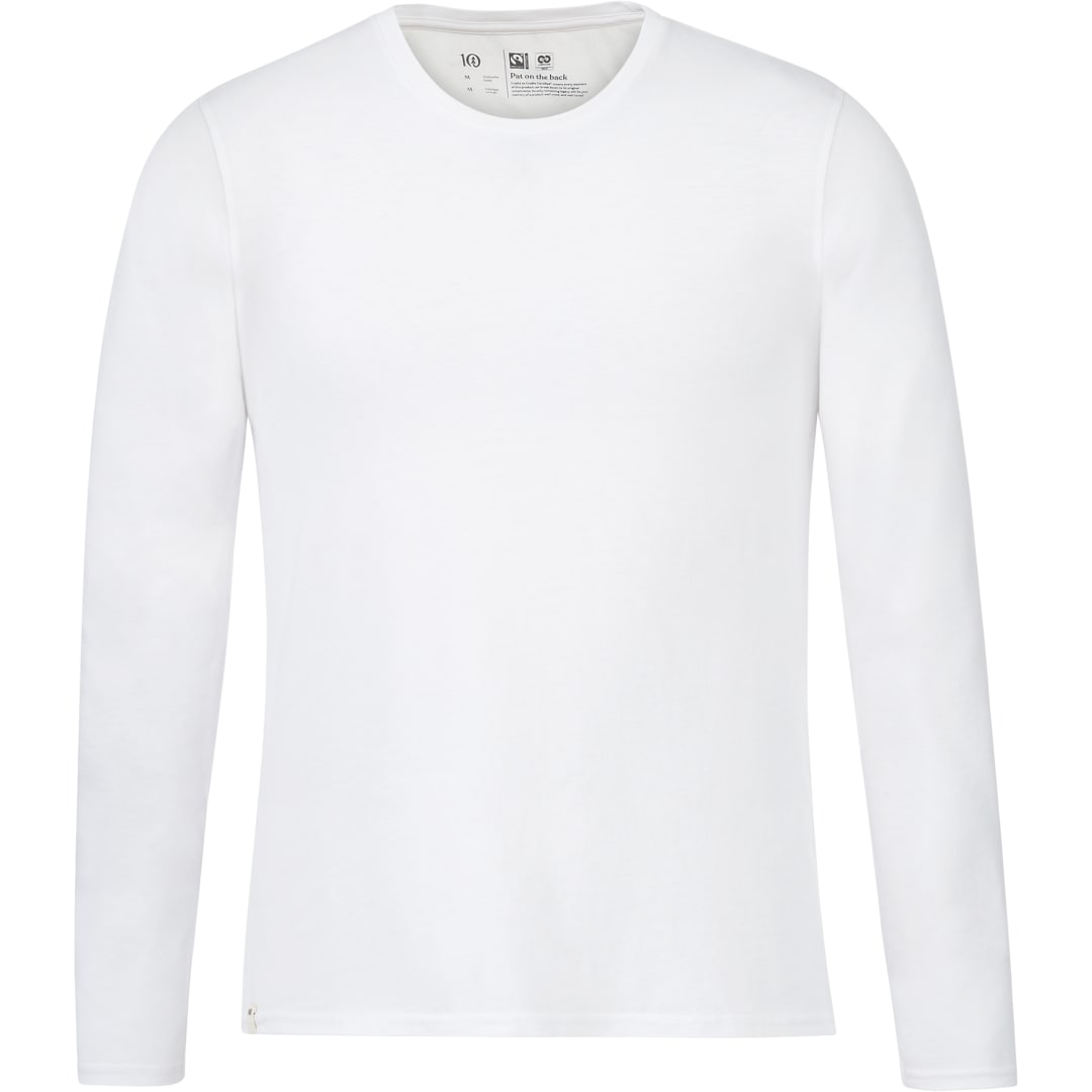 Front View of White tentree Organic Cotton Longsleeve Tee - Men's plain