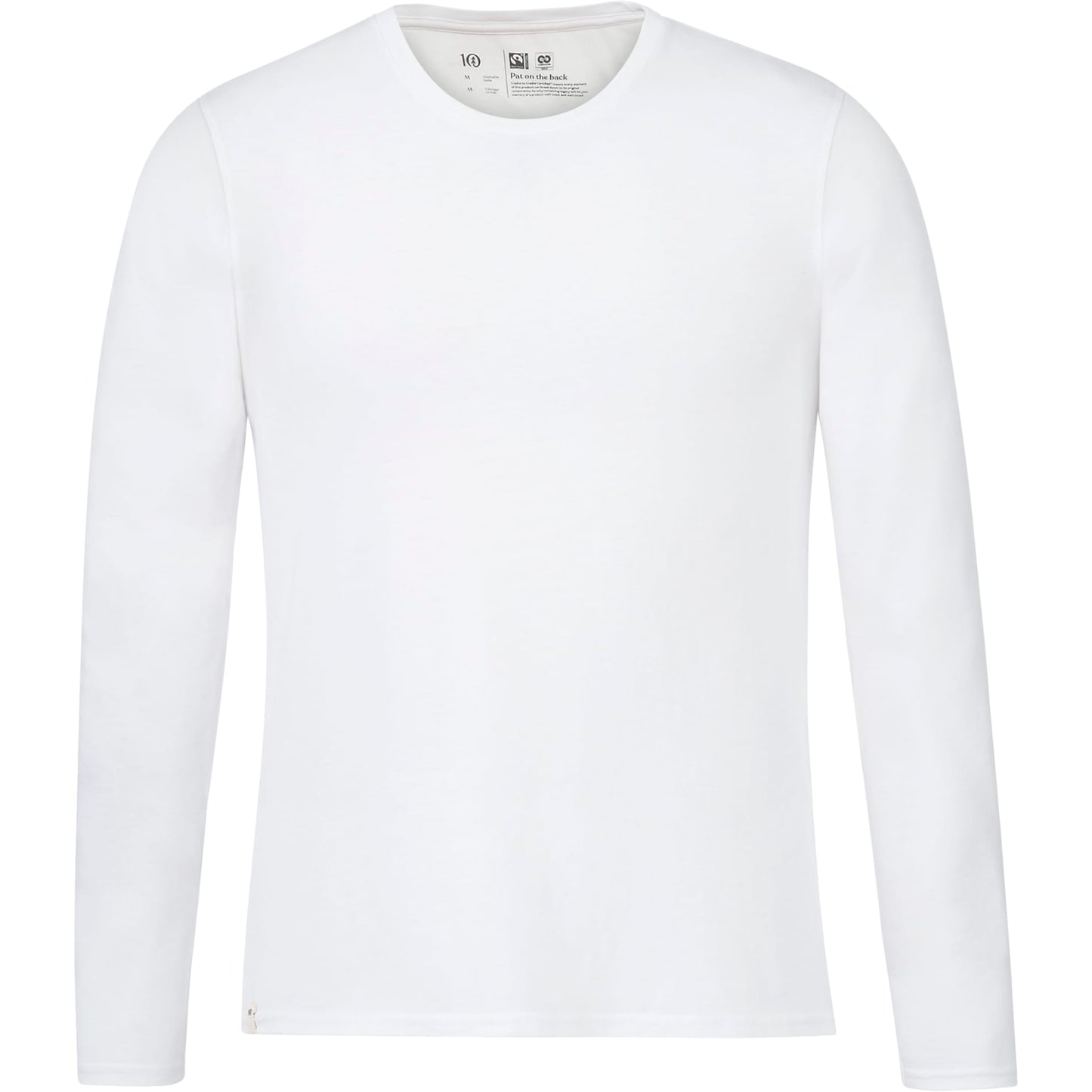 Front View of White tentree Organic Cotton Longsleeve Tee - Men's plain