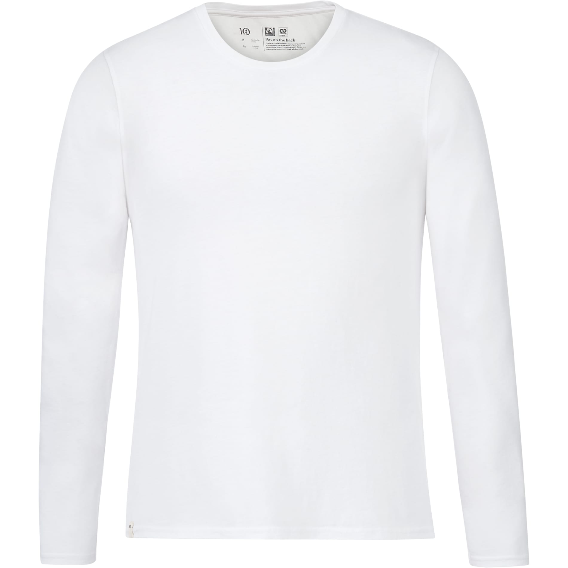 Front View of White tentree Organic Cotton Longsleeve Tee - Men's plain