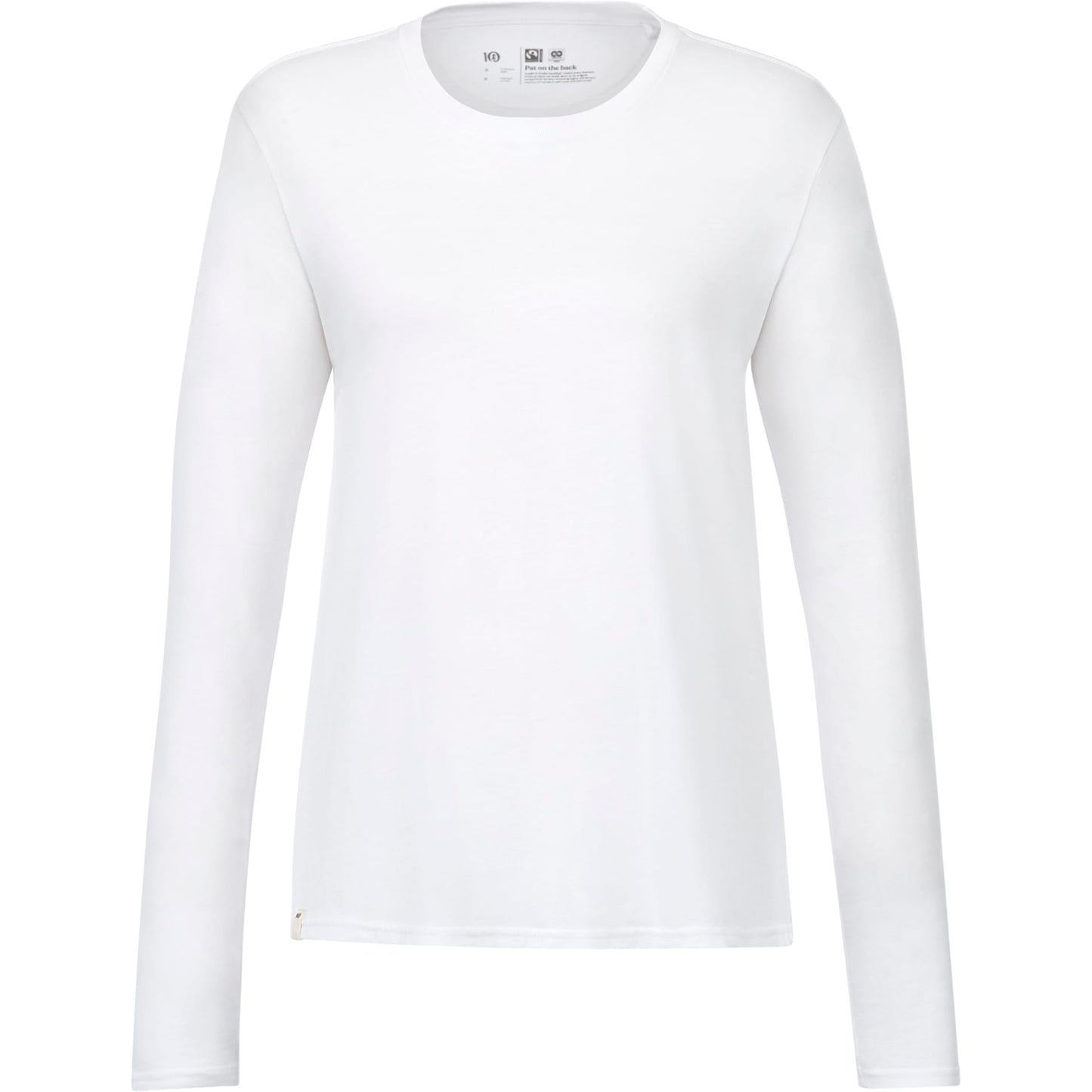 Front View of White tentree Organic Cotton Longsleeve Tee - Women's plain