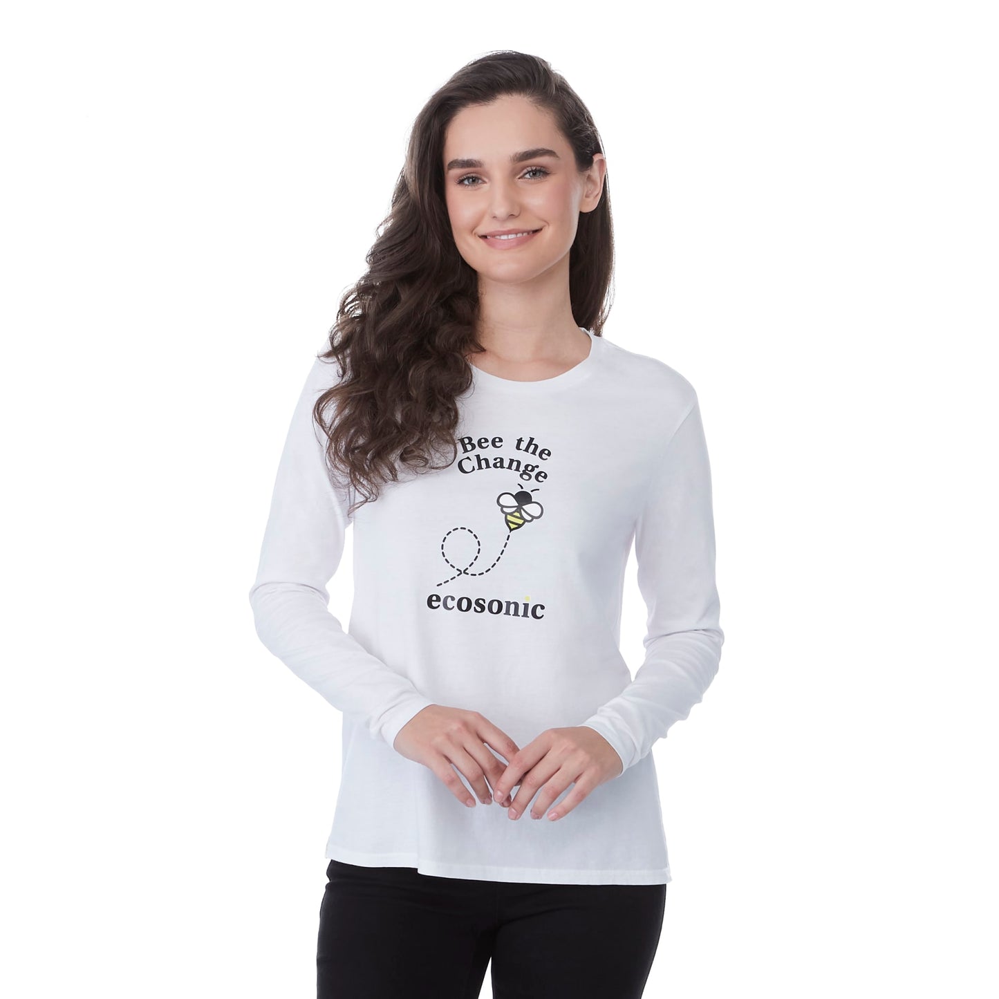 Front View of White tentree Organic Cotton Longsleeve Tee - Women's