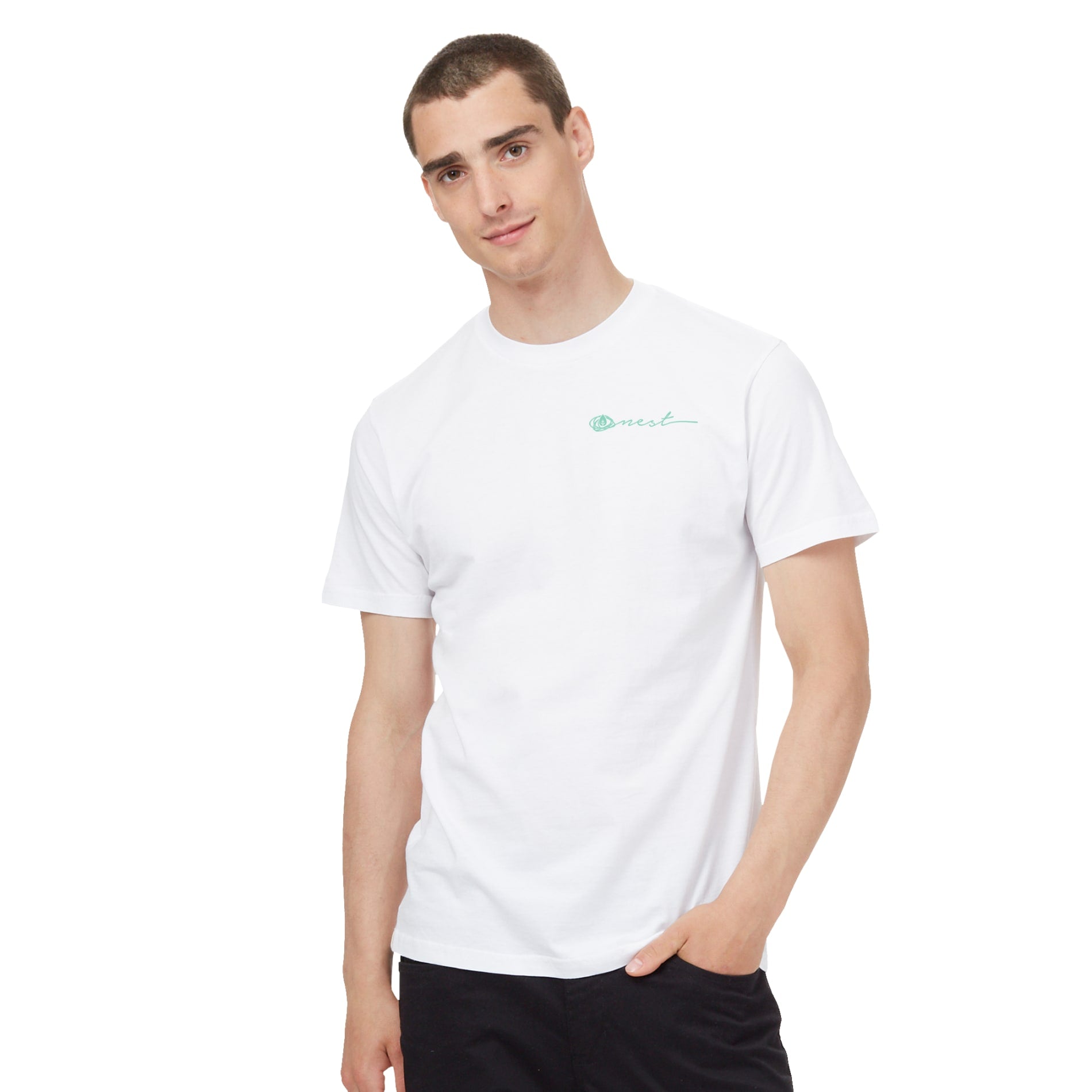 Front View of White tentree Organic Cotton Short Sleeve Tee - Men's