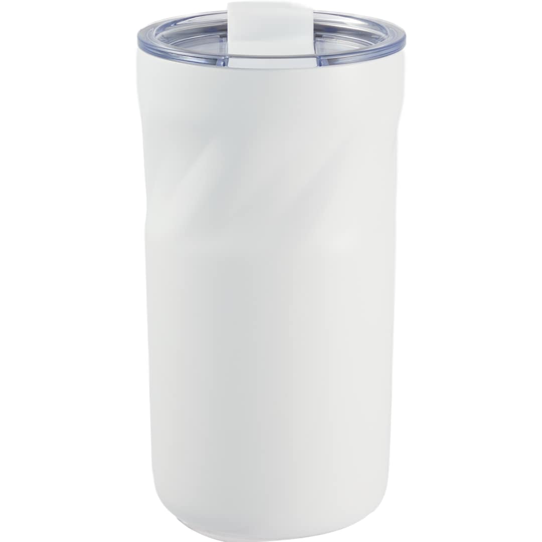 Front View of White Thalia 16oz Vacuum Tumbler plain