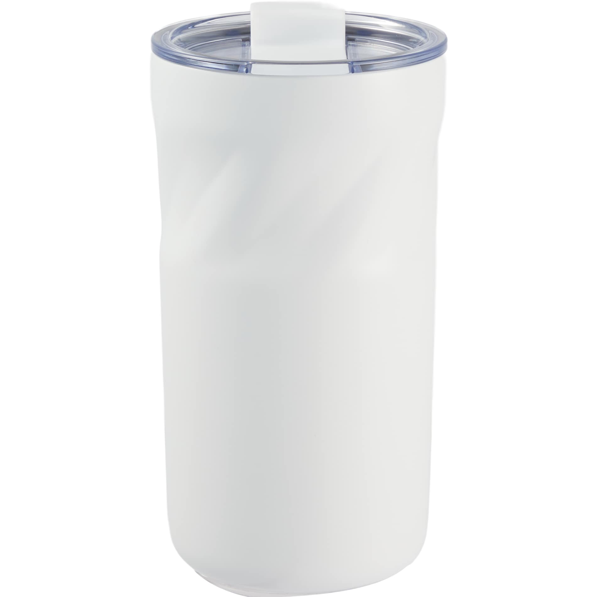 Front View of White Thalia 16oz Vacuum Tumbler plain